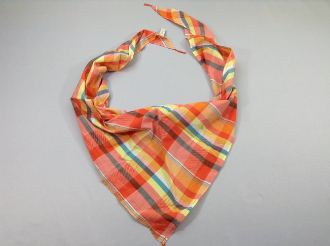Foulard à carreaux orange, moins cher chez Petit Kiwi