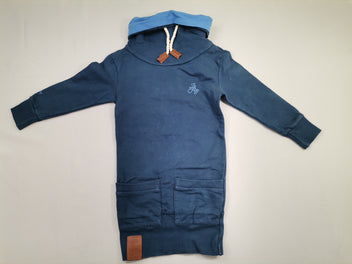 Robe sweat col polo bleu marine broderie avant et dos