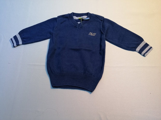 Pull col V bleu marine, moins cher chez Petit Kiwi