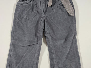 Pantalon velours côtelé gris doublé jersey boutons aux chevilles