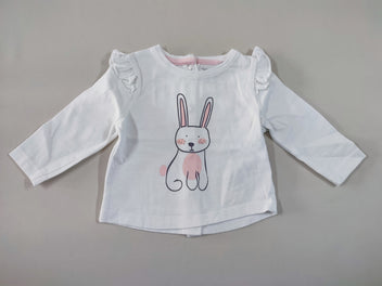 T-shirt m.l blanc lapin volants aux épaules