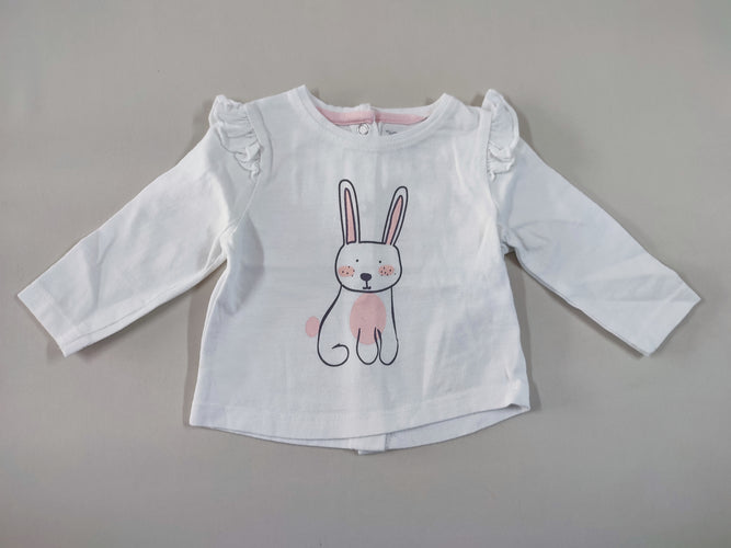 T-shirt m.l blanc lapin volants aux épaules, moins cher chez Petit Kiwi