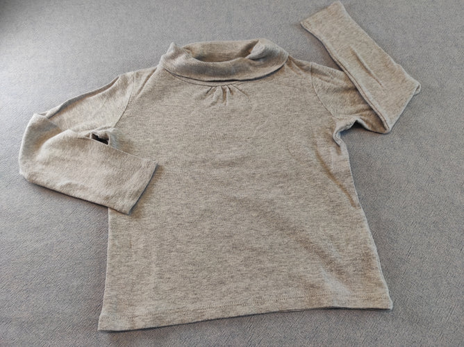 T-shirt m.l col roulé gris clair flammé, moins cher chez Petit Kiwi