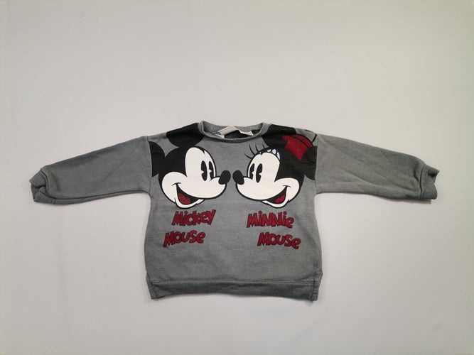 Sweat gris Disney Mickey et Minnie, moins cher chez Petit Kiwi