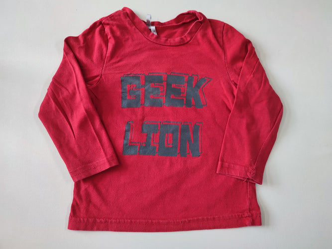T-shirt m.l rouge "Geek lion", moins cher chez Petit Kiwi