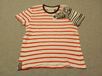 T-shirt m.c blanc ligné rouge tête de zèbre