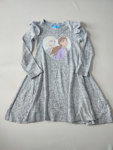 Robe m.l gris chiné froufrou aux manches Elsa & Anna, moins cher chez Petit Kiwi