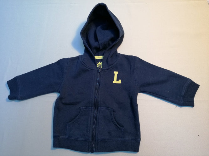 Sweat zippéà capuche bleu marine L, moins cher chez Petit Kiwi