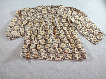 Blouse m.l à fleurs grises, jaunes
