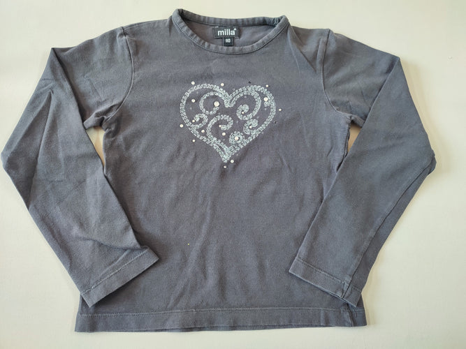 T-shirt m.l gris coeur strass, moins cher chez Petit Kiwi