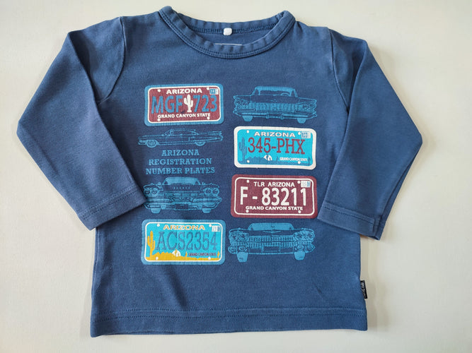 T-shirt m.l bleu marine plaques de voitures, moins cher chez Petit Kiwi