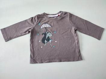 T-shirt m.l taupe avec écureuil sous parapluie
