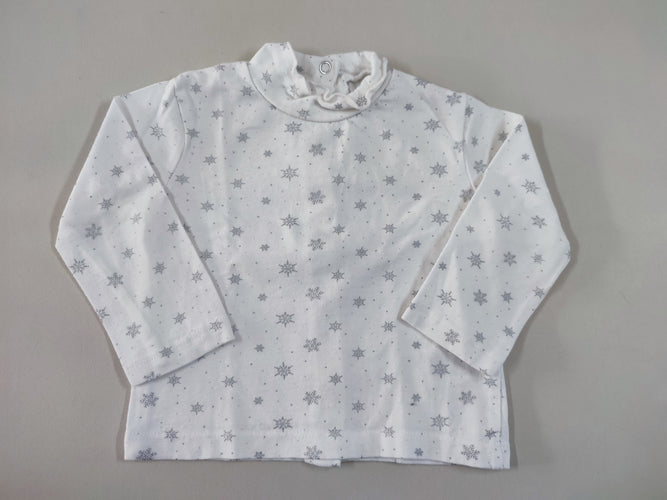 T-shirt m.l col roulé blanc étoiles argentées, moins cher chez Petit Kiwi
