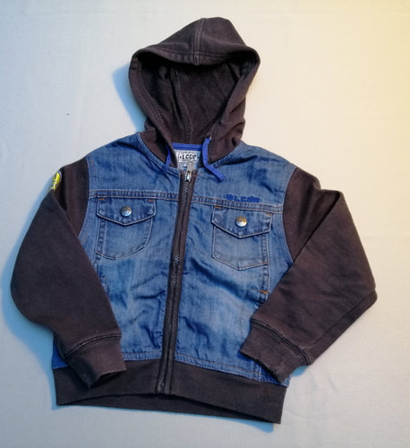 Veste bi matière jeans/sweat à capuche, moins cher chez Petit Kiwi