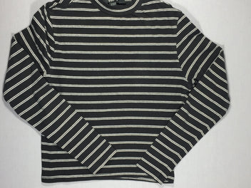 T-shirt m.l noir court - ligné blanc