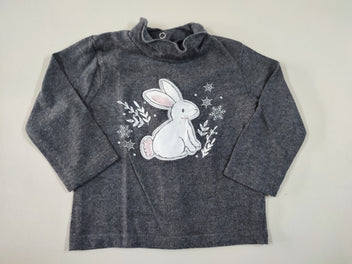T-shirt m.l col roulé gris foncé lapin