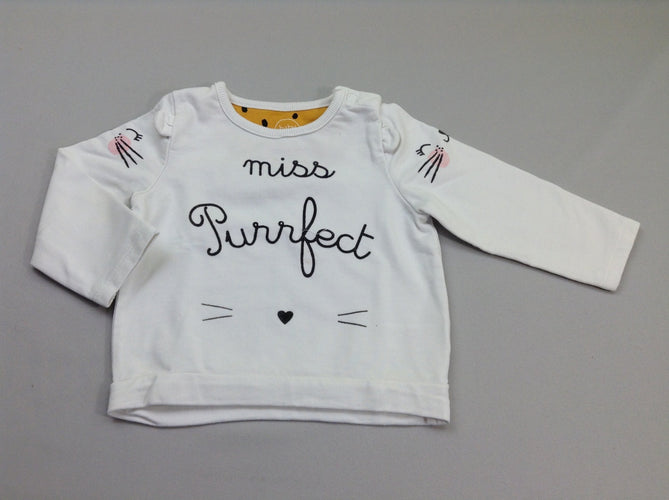 Sweat blanc Purrfect, moins cher chez Petit Kiwi