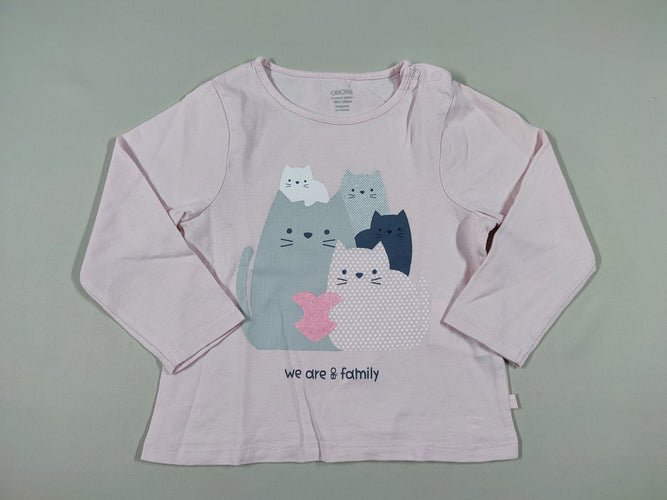 T-shirt m.l rose clair chats "We are OB family", moins cher chez Petit Kiwi