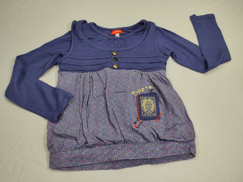 Blouse m.l  2 en 1 bleue  3boutons motifs fleurs sur le dessous 
