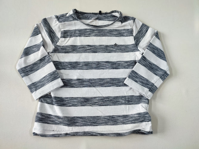 T-shirt m.l ligné gris clair/noir broderie étoile, moins cher chez Petit Kiwi