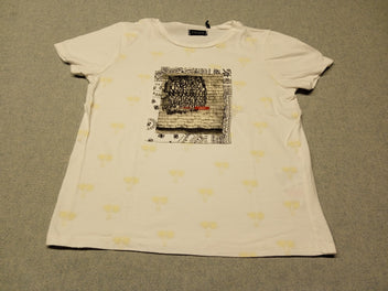 T-shirt m.c blanc imprimé sur la poitrine  palmiers phosphorescents