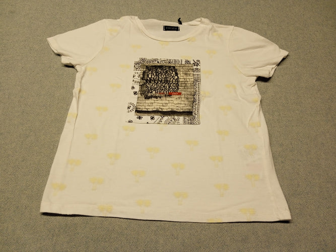 T-shirt m.c blanc imprimé sur la poitrine  palmiers phosphorescents, moins cher chez Petit Kiwi