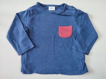 T-shirt m.l bleu marine poche bordeaux