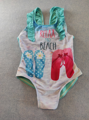 Maillot blanc et bleu tonks "relax and beach", moins cher chez Petit Kiwi