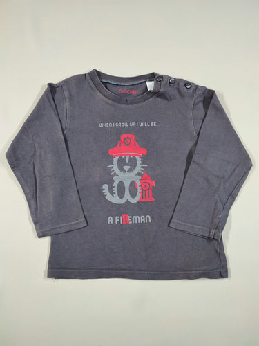 T-shirt m.l gris foncé lion pompier ""When grow up, I will be... a fireman", moins cher chez Petit Kiwi