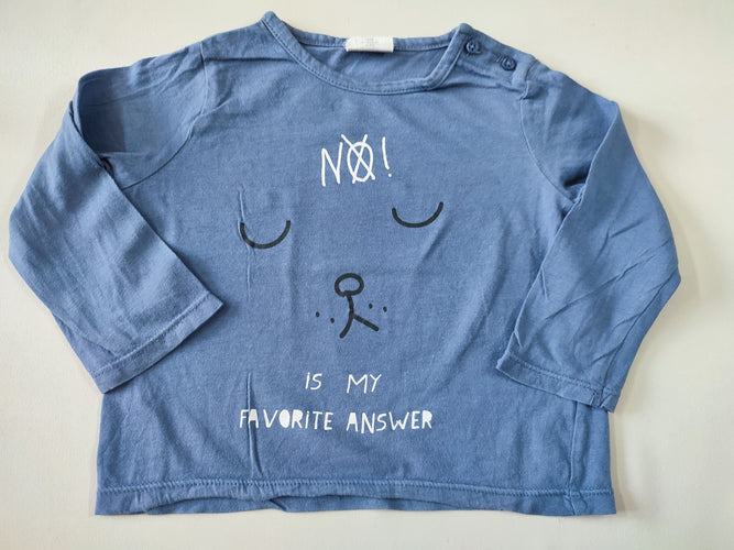 T-shirt m.l bleu "No! is my favorite answer", moins cher chez Petit Kiwi