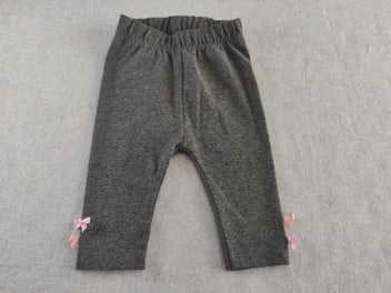 Legging gris anthracite chiné, noeuds roses dessous