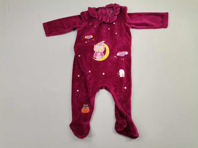 Pyjama velours violet halloween col, moins cher chez Petit Kiwi