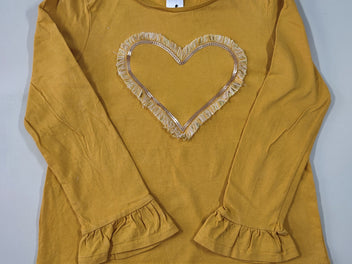 T-shirt m.l moutarde coeur en sequins et franges