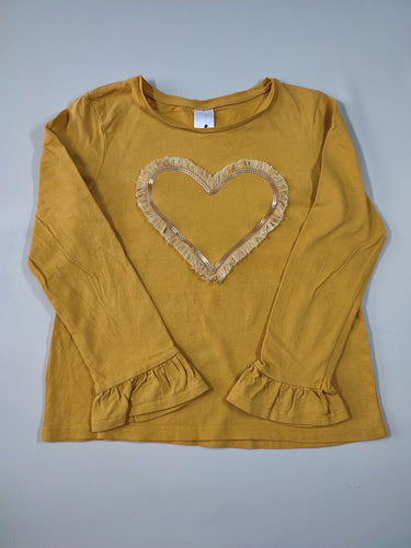 T-shirt m.l moutarde coeur en sequins et franges, moins cher chez Petit Kiwi