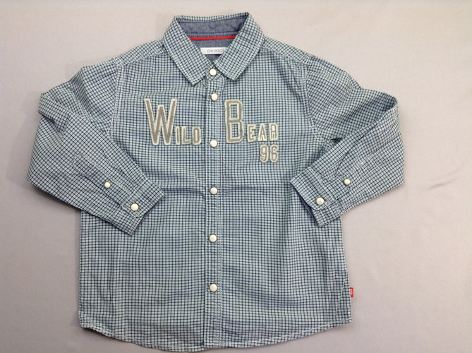 Chemise m.l à carreaux bleuté Wild, moins cher chez Petit Kiwi