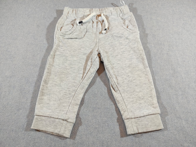 Pantalon de training gris clair flammé , cordon blanc, moins cher chez Petit Kiwi