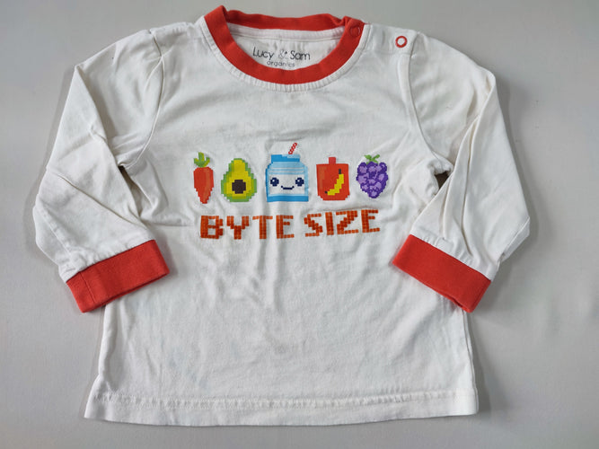 T-shirt m.l blanc fruits pixel "Byte size", Lucy & Sam, moins cher chez Petit Kiwi
