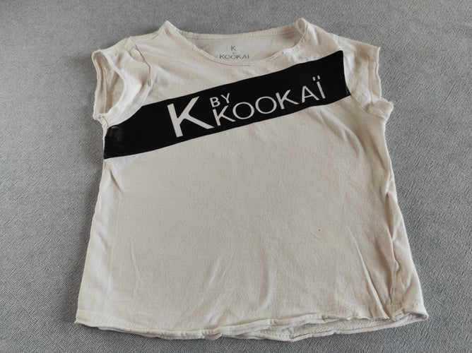 T-shirt m.c blanc  bande noire "By K kookaï", moins cher chez Petit Kiwi
