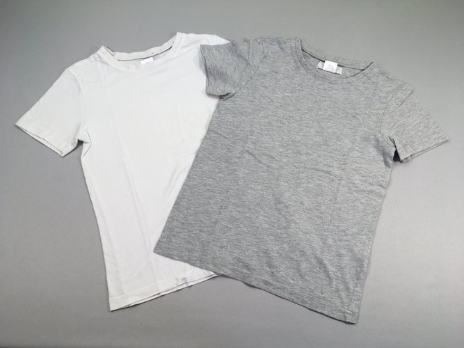 2 chemisettes blanc/gris chiné, moins cher chez Petit Kiwi