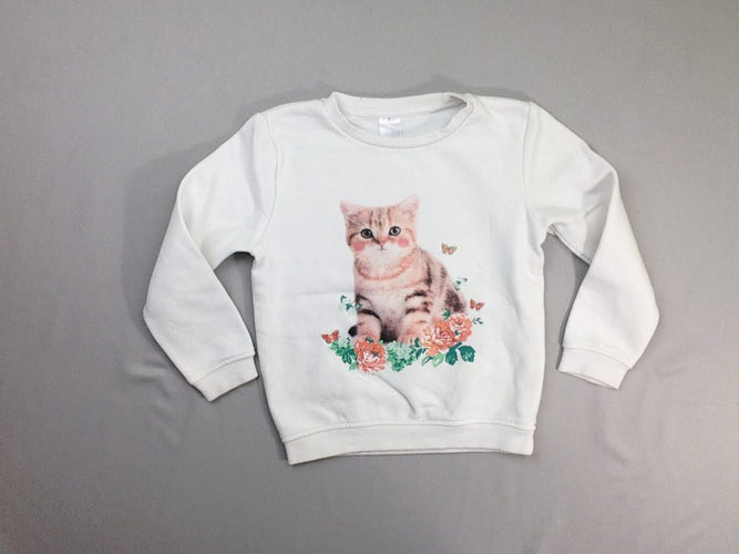 Sweat blanc chat, moins cher chez Petit Kiwi