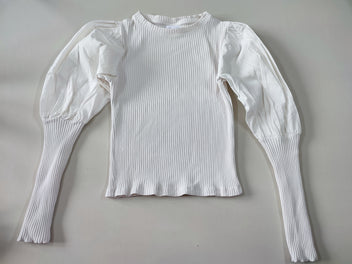 T-shirt m.l blanc texturé manches bouffantes