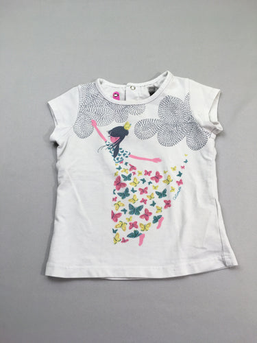 T-shirt m.c blanc filles papillons, moins cher chez Petit Kiwi