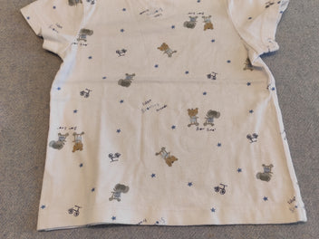 T-shirt m.c blanc ours, éléphants, étoiles bleues