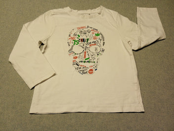 T-shirt m.l blanc inscriptions en forme de tête de mort