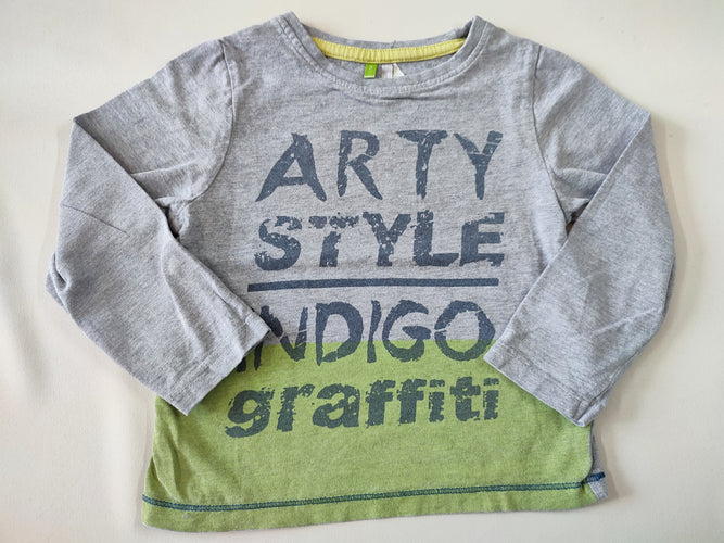 T-shirt m.l gris/vert "Arty style indigo graffiti", moins cher chez Petit Kiwi