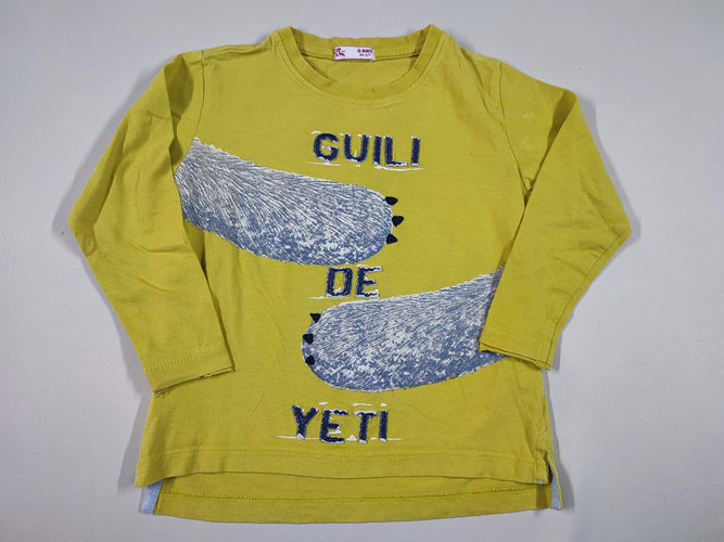 T-shirt m.l jaune pattes de yéti "Guili de yéti", moins cher chez Petit Kiwi