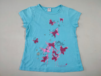 T-shirt m.c turquoise papillons roses