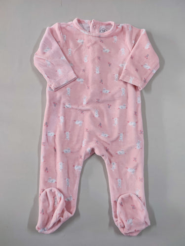 Pyjama velours rose lapins, moins cher chez Petit Kiwi