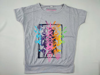 T-shirt m.c gris motifs géométriques multicolore