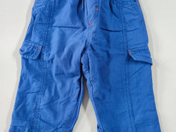 Pantalon cargo doublé jersey bleu ligné bleu marine